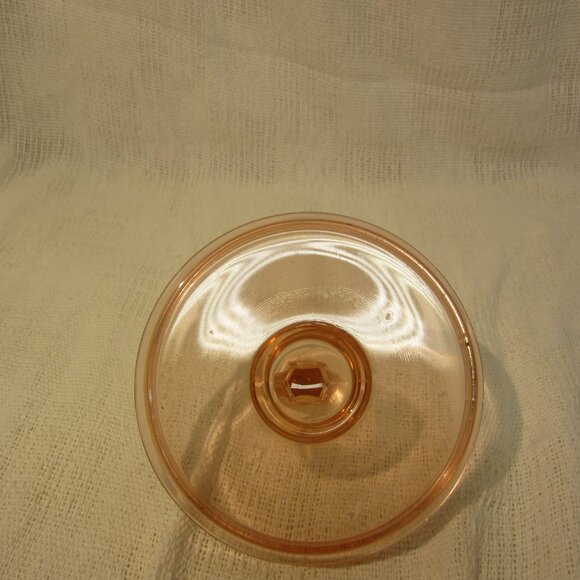 VTG PINK DEPRESSION GLASS TIDBIT TRAY WITH HEART HANDLE - Picture 5 of 5